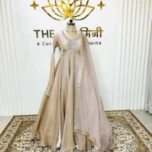 Floor touch Anarkali soft golden color