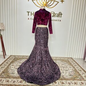 Sequence velvet skirt/Wine velvet blouse cocktail dress