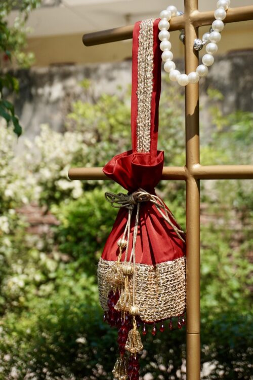 Swamini Ruby Glow Sequin Potli Bag - Image 6