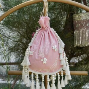 Swamini Blush Pearl Tassel Potli Bag