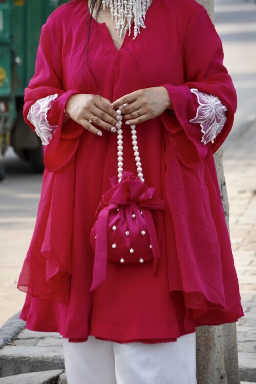 Swamini Blush Pearl Luxury Potli Bag - Image 3