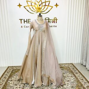 Floor touch Anarkali soft golden colour