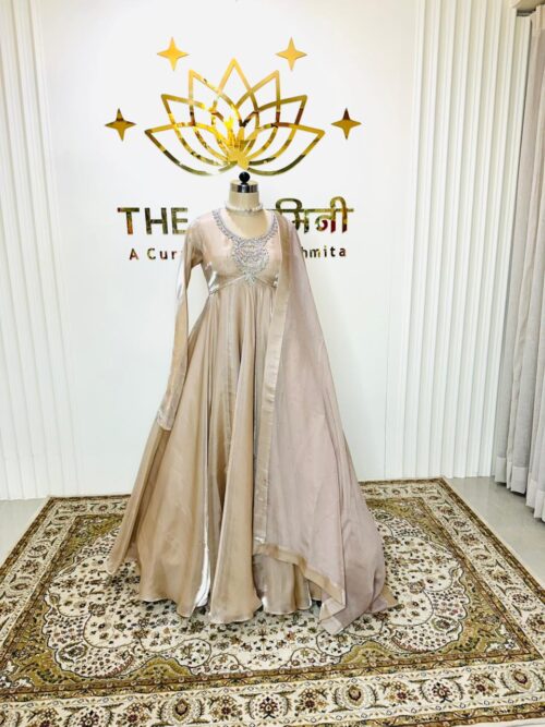 Floor Touch Anarkali Soft Golden Colour