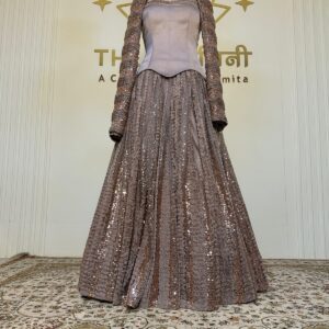 Golden lehenga/ corset blouse with heavy dupatta