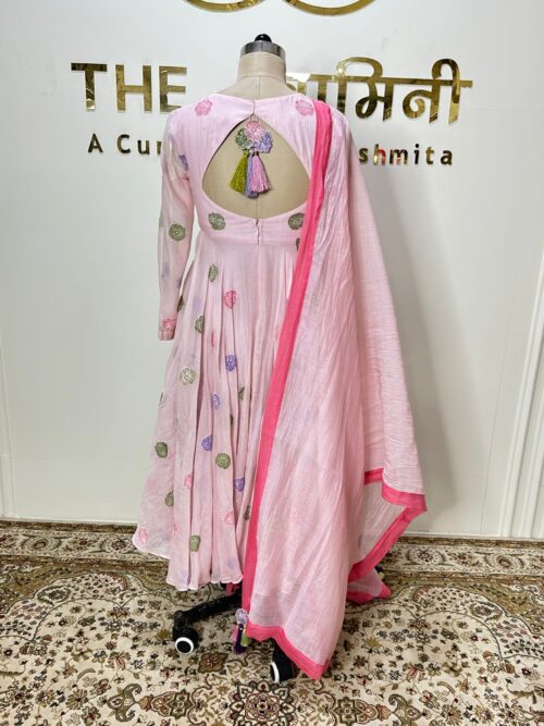 Baby Pink Mal Chandari Suit Set (Kurta, Pant & Dupatta) - Image 2