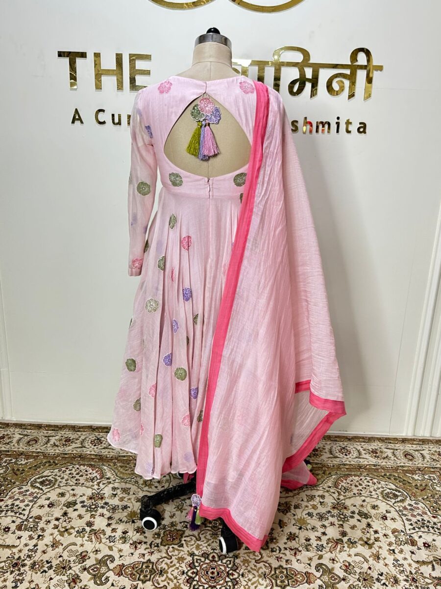 Baby Pink Mal Chandari Suit Set (Kurta, Pant & Dupatta) - Image 2