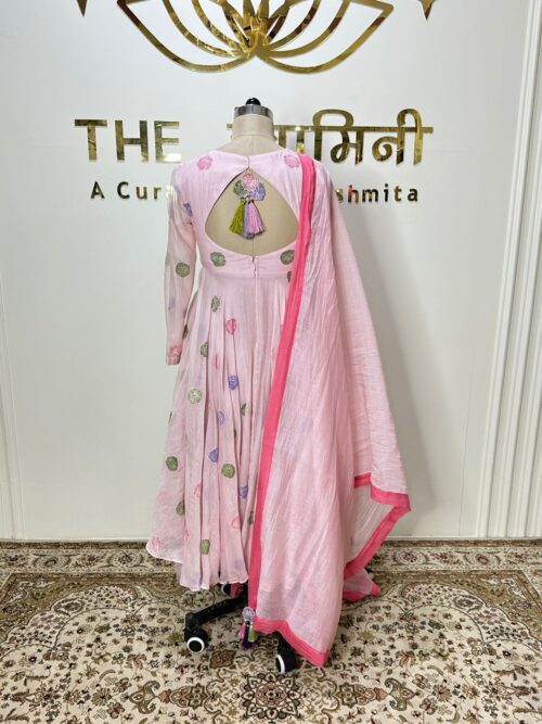 Baby Pink Mal Chandari Suit Set (Kurta, Pant & Dupatta) - Image 3