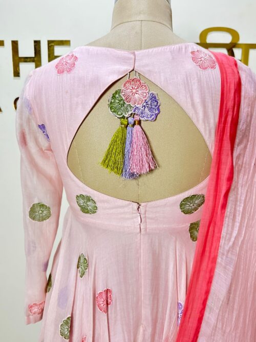 Baby Pink Mal Chandari Suit Set (Kurta, Pant & Dupatta) - Image 6