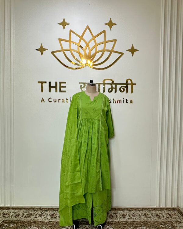 Elegant Chikankari Straight Suit Set with Plazo & Dupatta