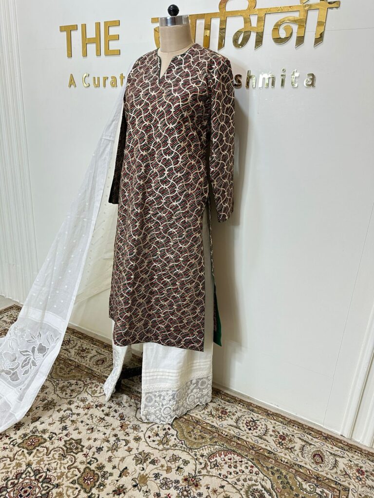 Straight Gota Design Suit With Straight Plazo & Dupatta - Image 3