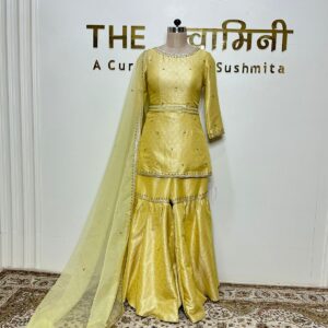 Yellow Garara Set fabric Brocade Dupatta Fabric Organza