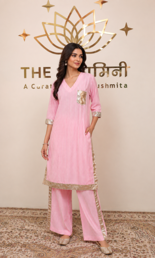 Pink Cotton Co-ord Suit