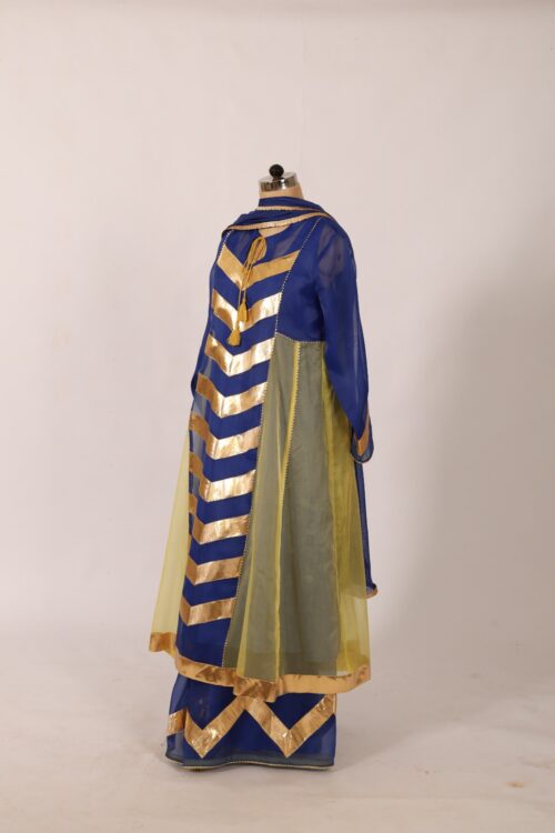 Royal Blue Moroccan Organza Sharara Set - Image 3