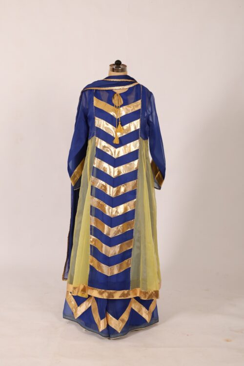 Royal Blue Moroccan Organza Sharara Set
