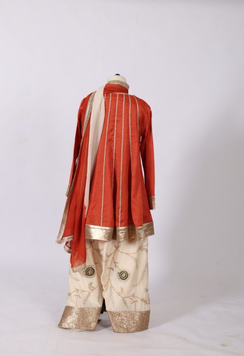 Premium Rust Peplum Kurta with Heavy Gota Work Farshi Salwar & Tie-Dye Chundari Dupatta - Image 7
