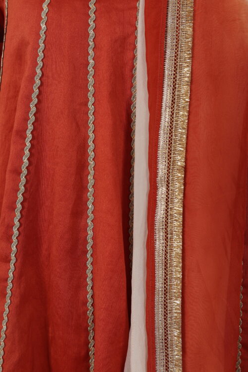 Premium Rust Peplum Kurta with Heavy Gota Work Farshi Salwar & Tie-Dye Chundari Dupatta - Image 3